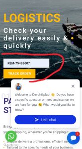 Tracking code for consignment 